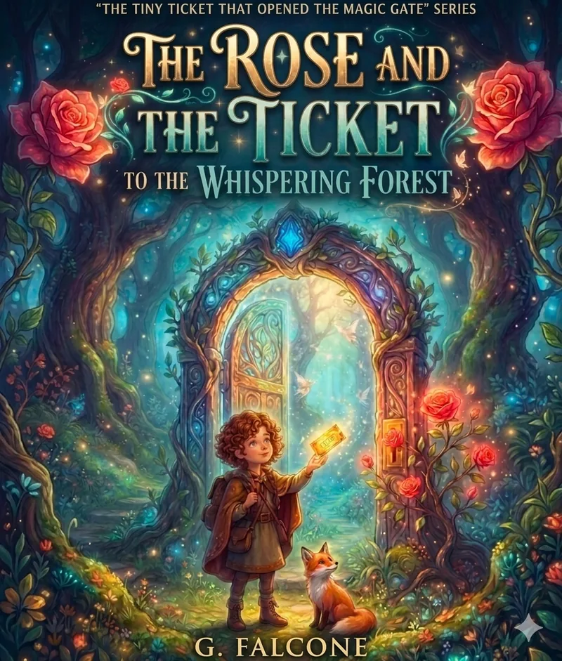 Rose and the Ticket to the Whispering Forest by G. Falcone — illustrated children's book cover from The Magical Ticket Series